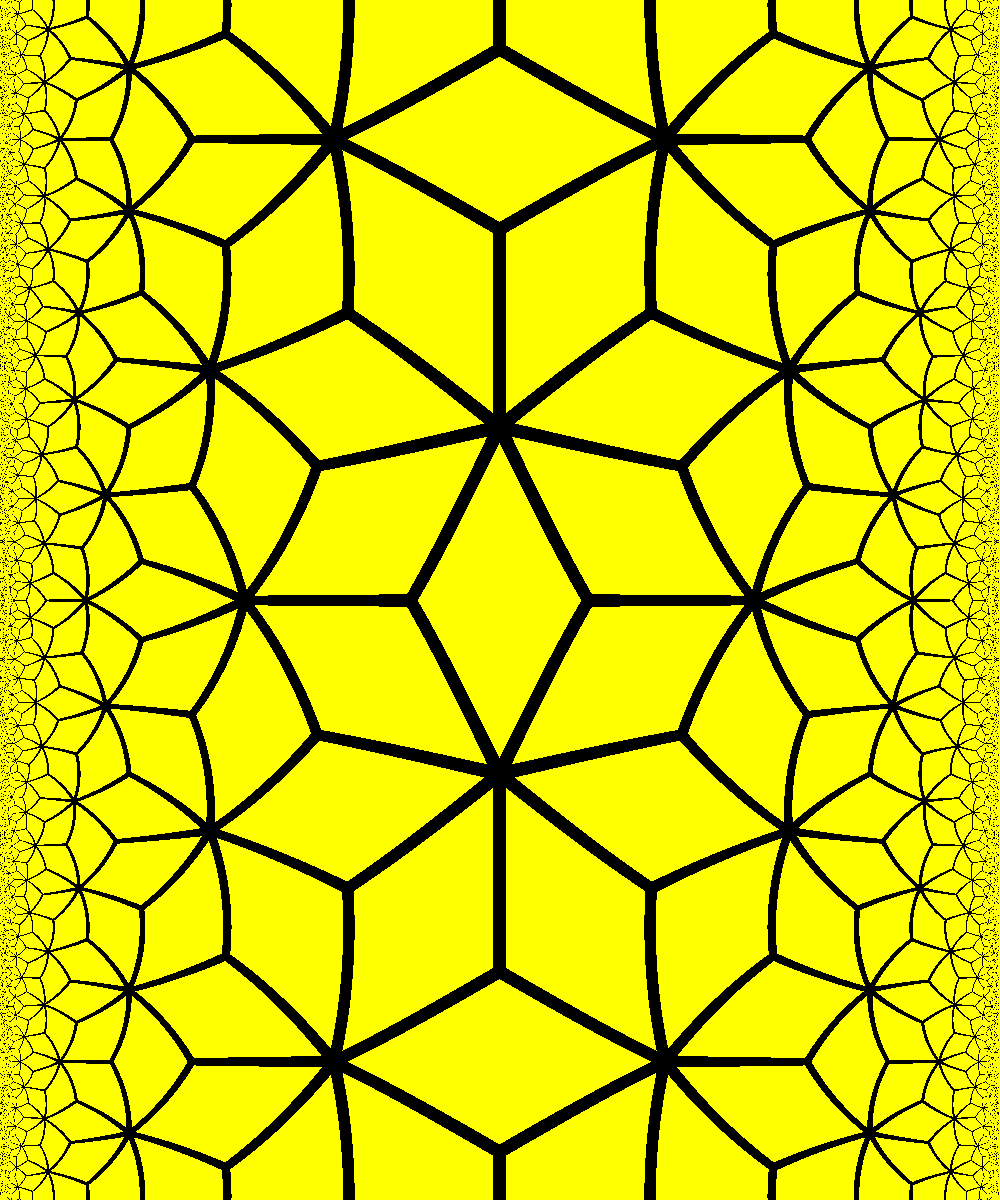 A tiling of the hyperbolic plane in the band model.